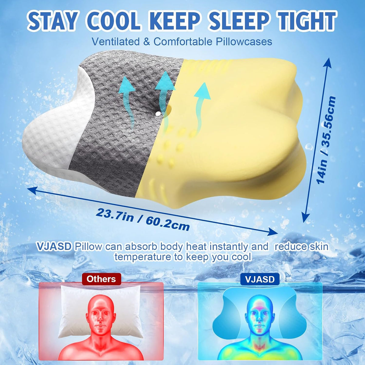 Cervical Neck Pillows with Memory Foam - Neck Pillows for Pain Relief Contour Memory Foam Pillows Ergonomic Neck Support - Adjustable Orthopedic Bed Pillows with Breathable Pillowcase for Sleeping